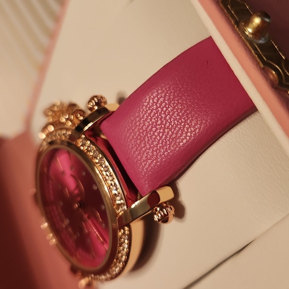 Juicy Couture Fuchsia and Gold Women\'s Watch With Logo Charm